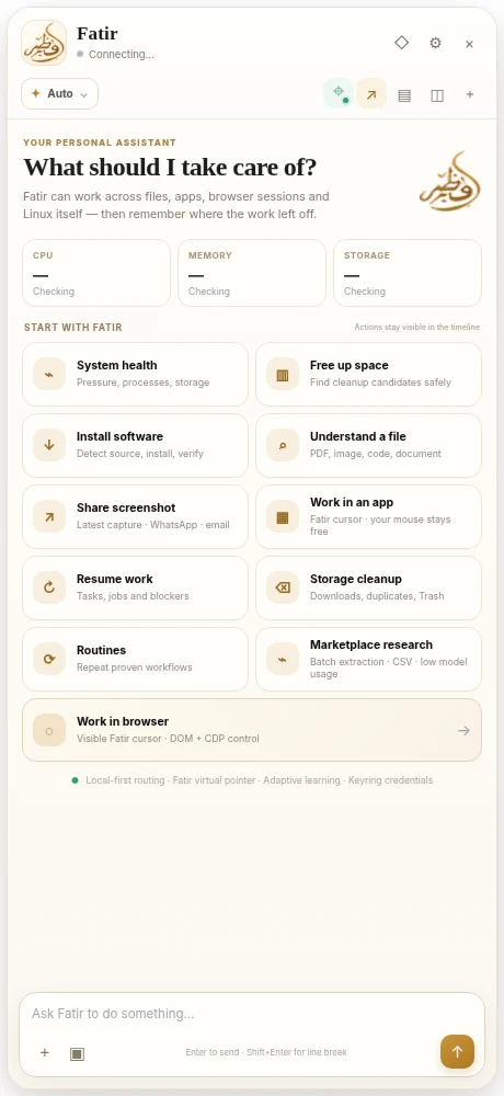 Fatir Linux sidebar interface
