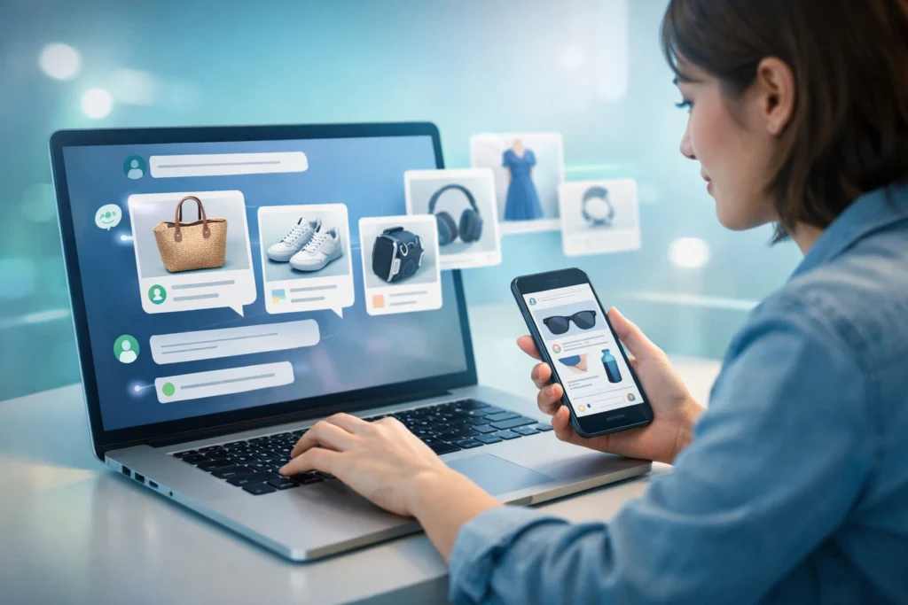 AI driven shopping behavior using chat interface with product recommendations