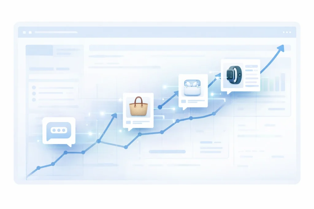 AI product recommendations growth chart showing increasing adoption