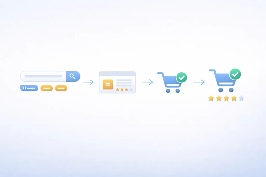 Amazon Listing Optimization Service workflow showing ranking and conversion process