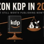 Banner showing a KDP book on a copper scale with competition and saturation weighing down the left pan, and revenue and niche opportunity icons lifting the right pan slightly higher