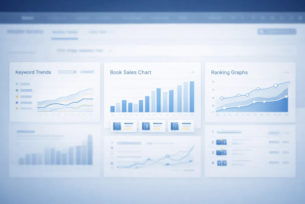 amazon kdp niches dashboard showing keyword demand and book sales trends