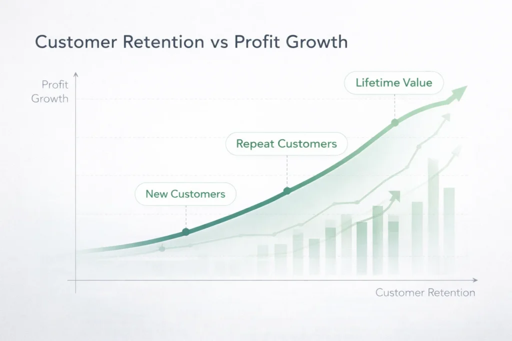 ecommerce future chart showing retention impact on profit