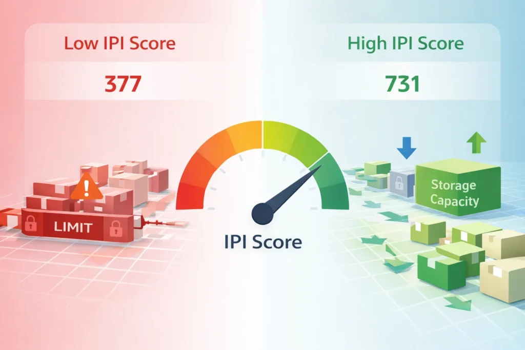 improve IPI score amazon to increase storage capacity and inventory flow