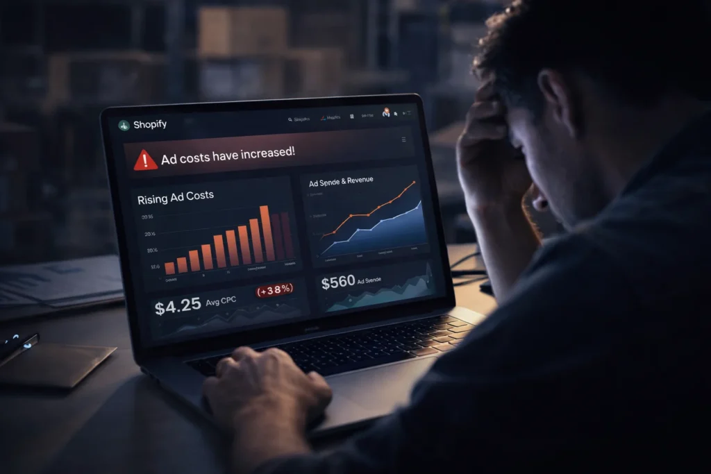 dropshipping ad costs increasing in ecommerce dashboard