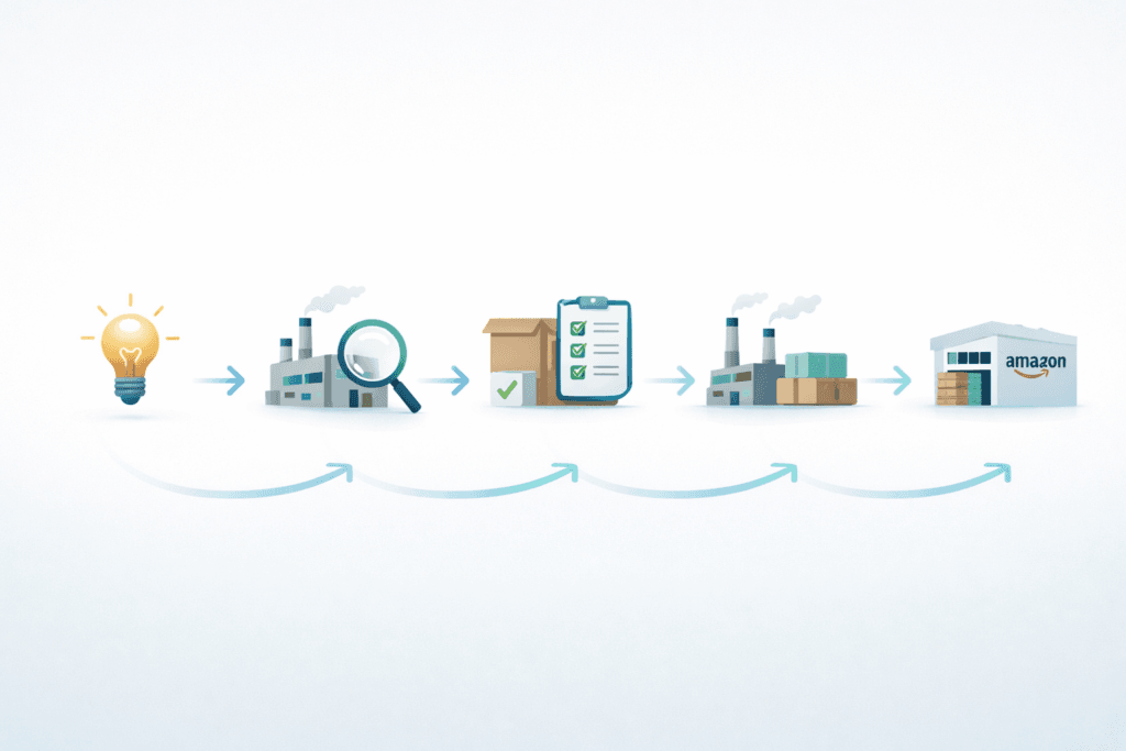 china sourcing process flow from supplier to Amazon FBA