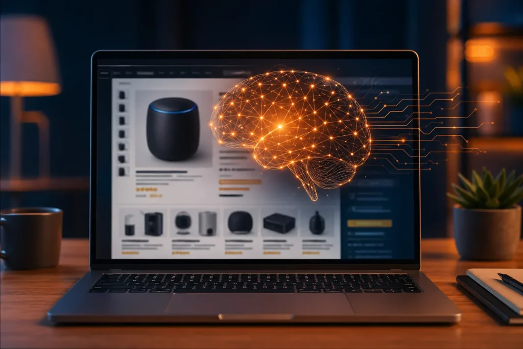 Amazon Rufus and Cosmo AI systems analyzing an Amazon product listing in 2026