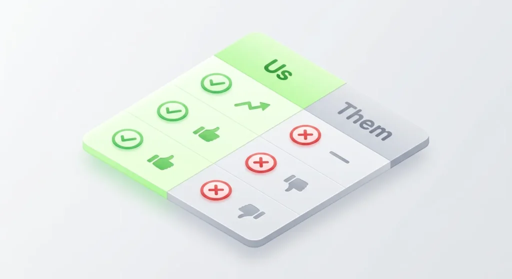 A visual comparison chart showing product superiority for Amazon listings.