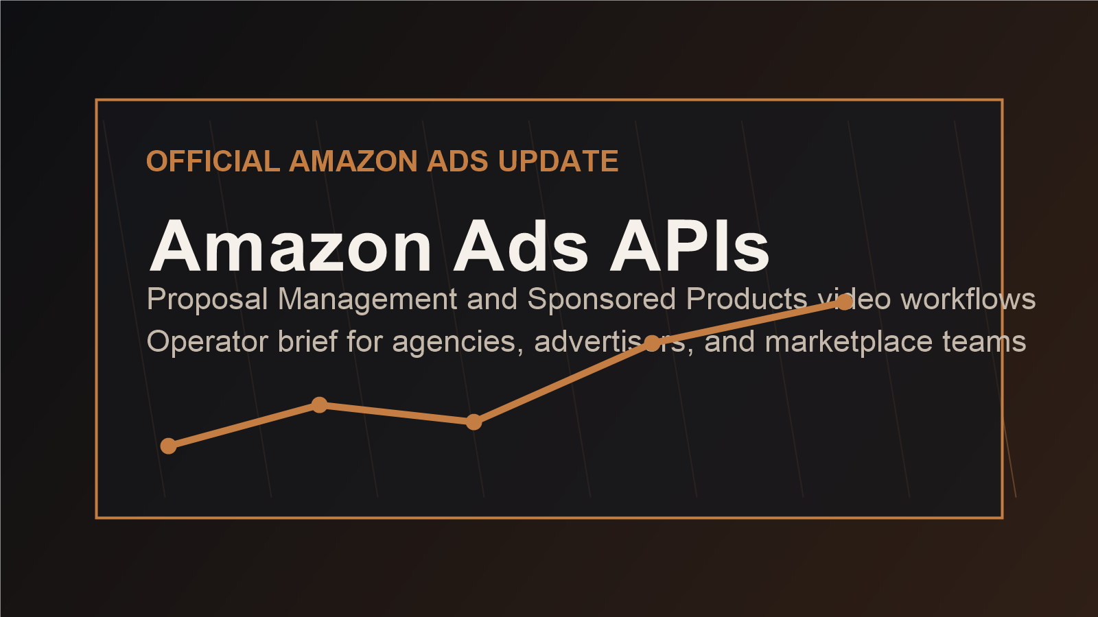 Dark copper ecommerce strategy banner for an Amazon Ads API update article